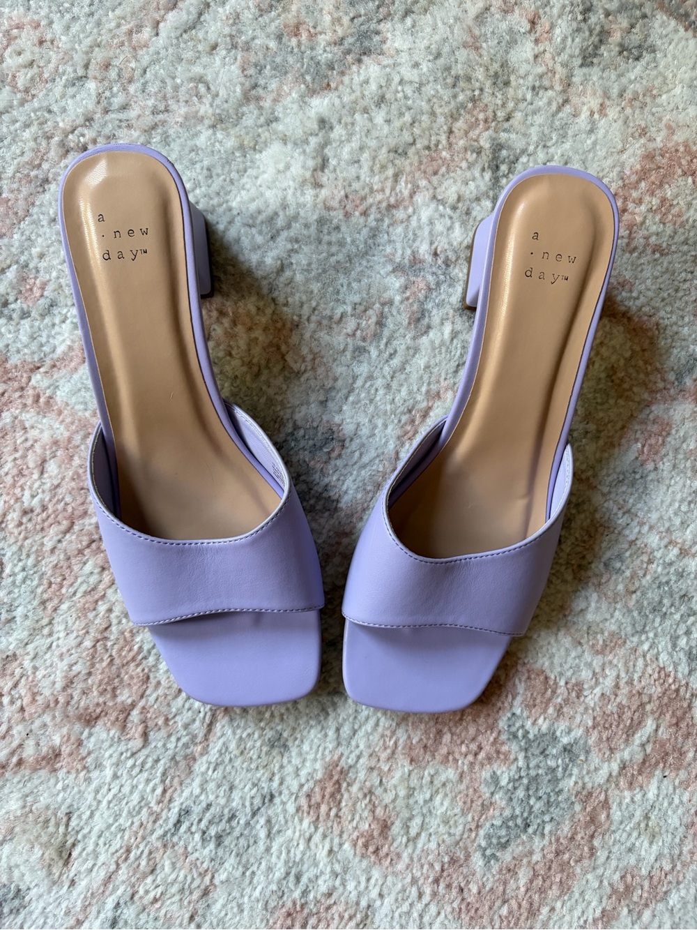 a.new.day Lavender Heeled Slides